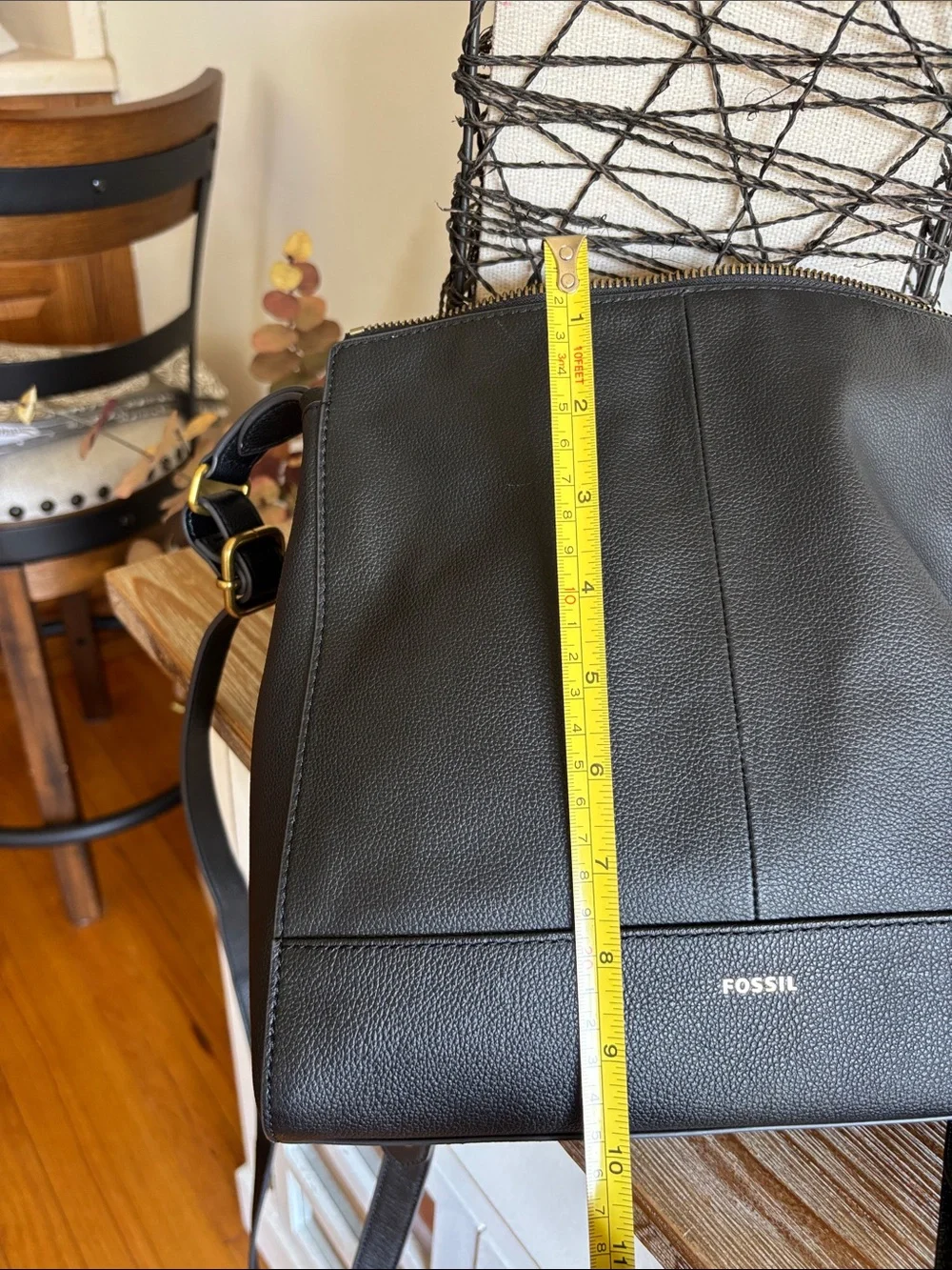 Black Leather Convertible Shoulder/Backpack with Key Charm